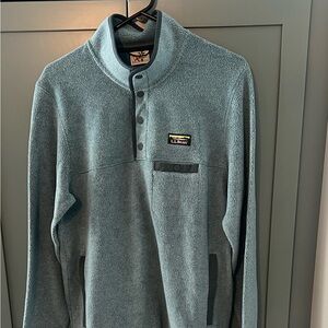 LL Bean Tumbled Sherpa Pullover Sz Med Storm Teal